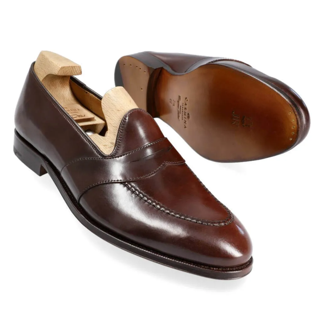 UNLINED CORDOVAN FULL STRAP PENNY LOAFERS 80708 UETAM EE | Carmina Online